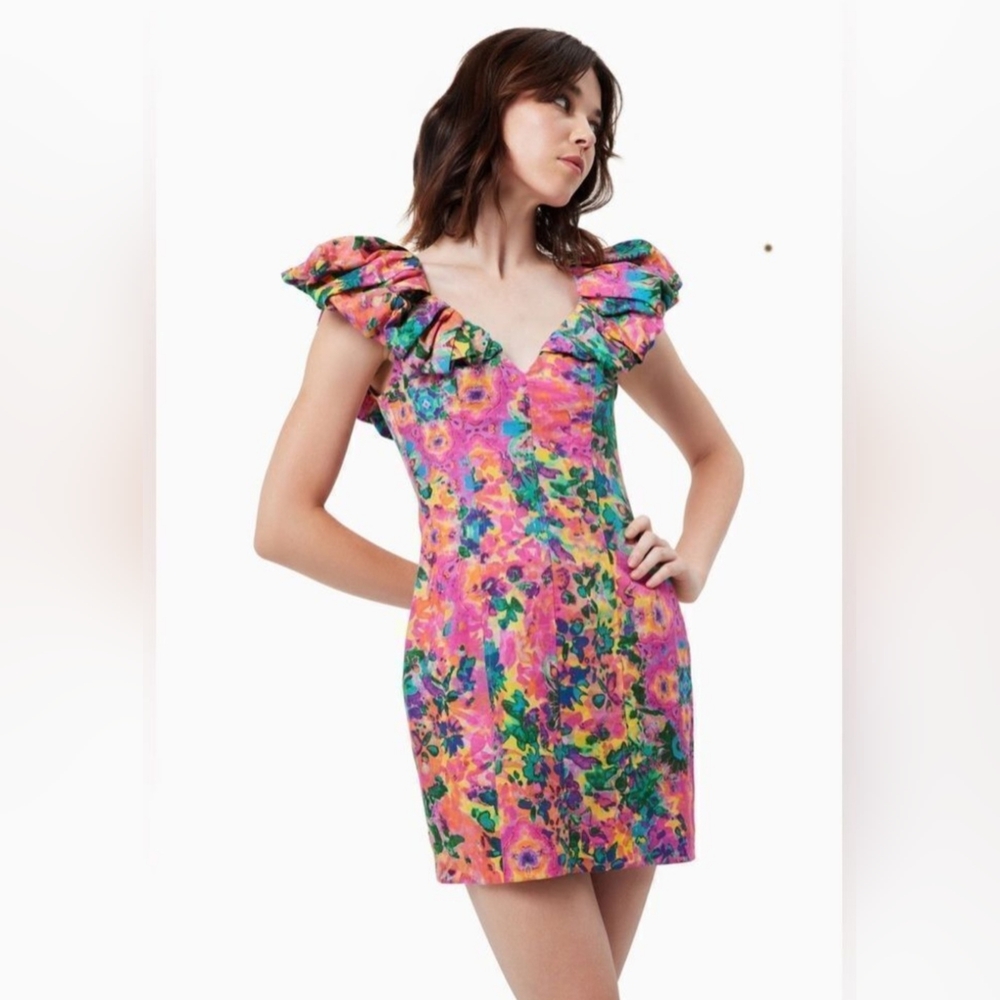 Floral Ruffle Sleeve Dress - Picture 8 of 9